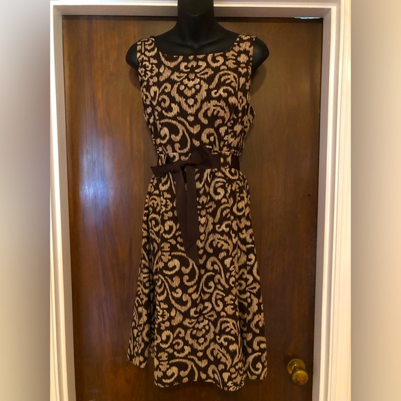 Studio One Dresses & Skirts - Studio 1 Brown and Tan Dress with Jacket - size 8 - 40 inches in length